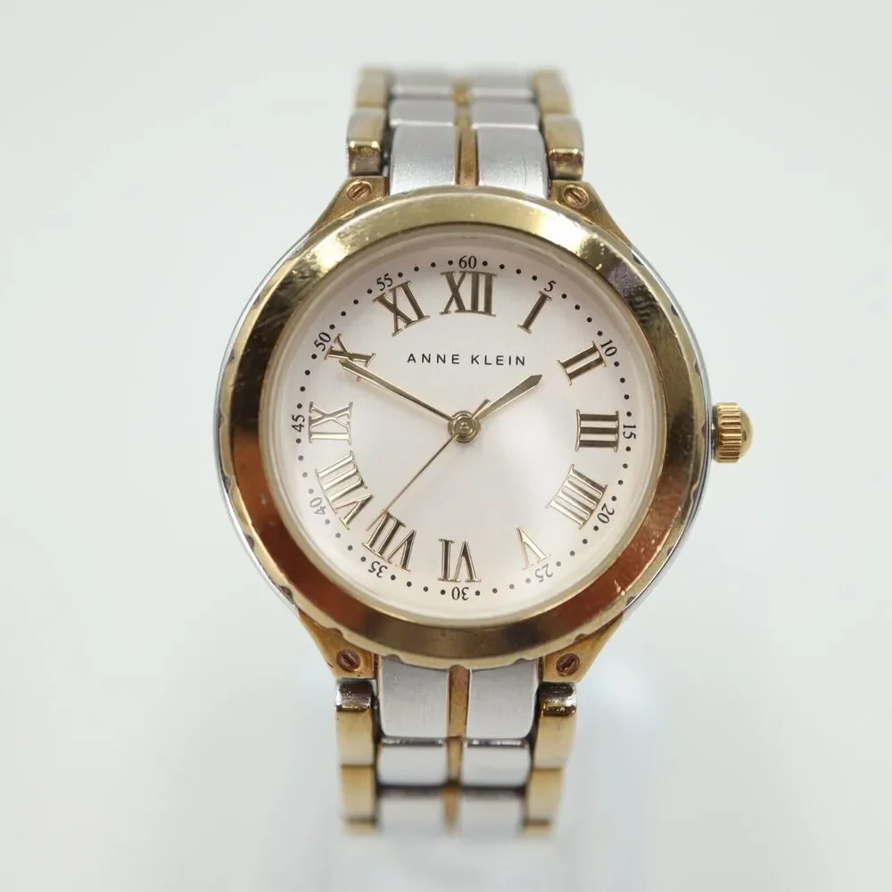 Anne Klein Womens Watch 32mm Round Dial Two Tone Bracelet AK/1303 w New Battery